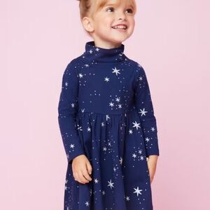 Hanna Andersson Navy Blue Star Print Dress Sz 130cm